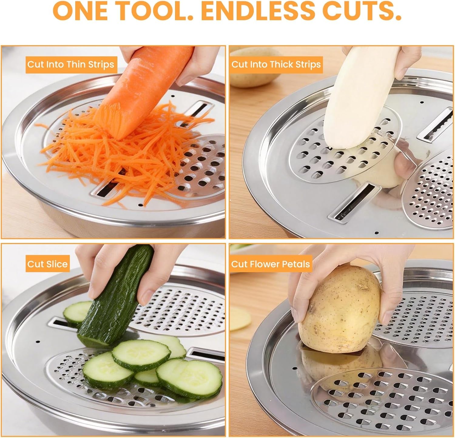 Mixing Bowls Stainless Steel Set, Germany Multifunctional Shredding Chopping Basin with Kitcgrater, Colander, Food Strainers (9.4In(24Cm))
