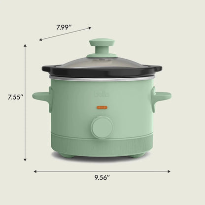 1.5 Qt Slow Cooker with 3 Heat Manual Control, Ceramic Nonstick Coating, Dishwasher Safe Stoneware Pot and Tempered Glass Lid, Tangle Free Cord Wrap & Cool Touch Handles, Seaglass