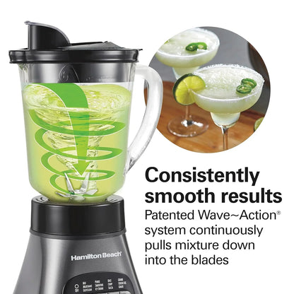 Blender and Food Processor Combo for Shakes & Smoothies, with 3 Cup Electric Food Chopper Attachment, 40 Oz Glass Jar, Blender Travel Cup, 700 Watts Peak Power, Gray & Black (58163)