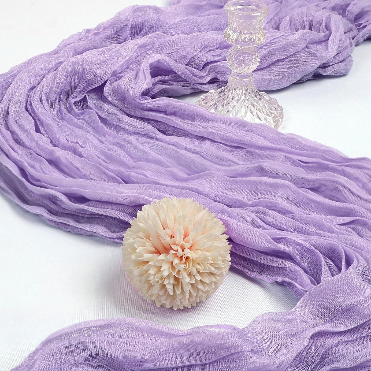 6 Pack 10FT Lavender Purple Cheesecloth Table Runner 120 Inch Gauze Rustic Boho Spring Cheese Cloth Table Runner Sheer Fabric Decorations for Holiday Party Wedding Banquet Bridal Baby Shower Décor