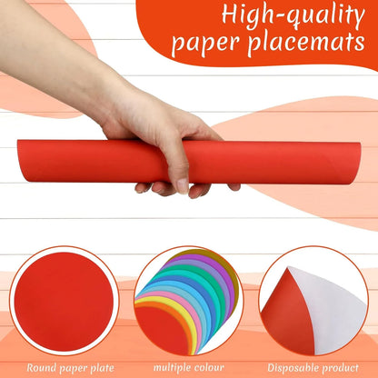 120 Pcs Disposable Paper Placemats 12 Inch round Paper Place Mats Blank Table Mats for Restaurant Catering Dining Weddings Birthday Table Holiday Parties Supplies(Colorful)