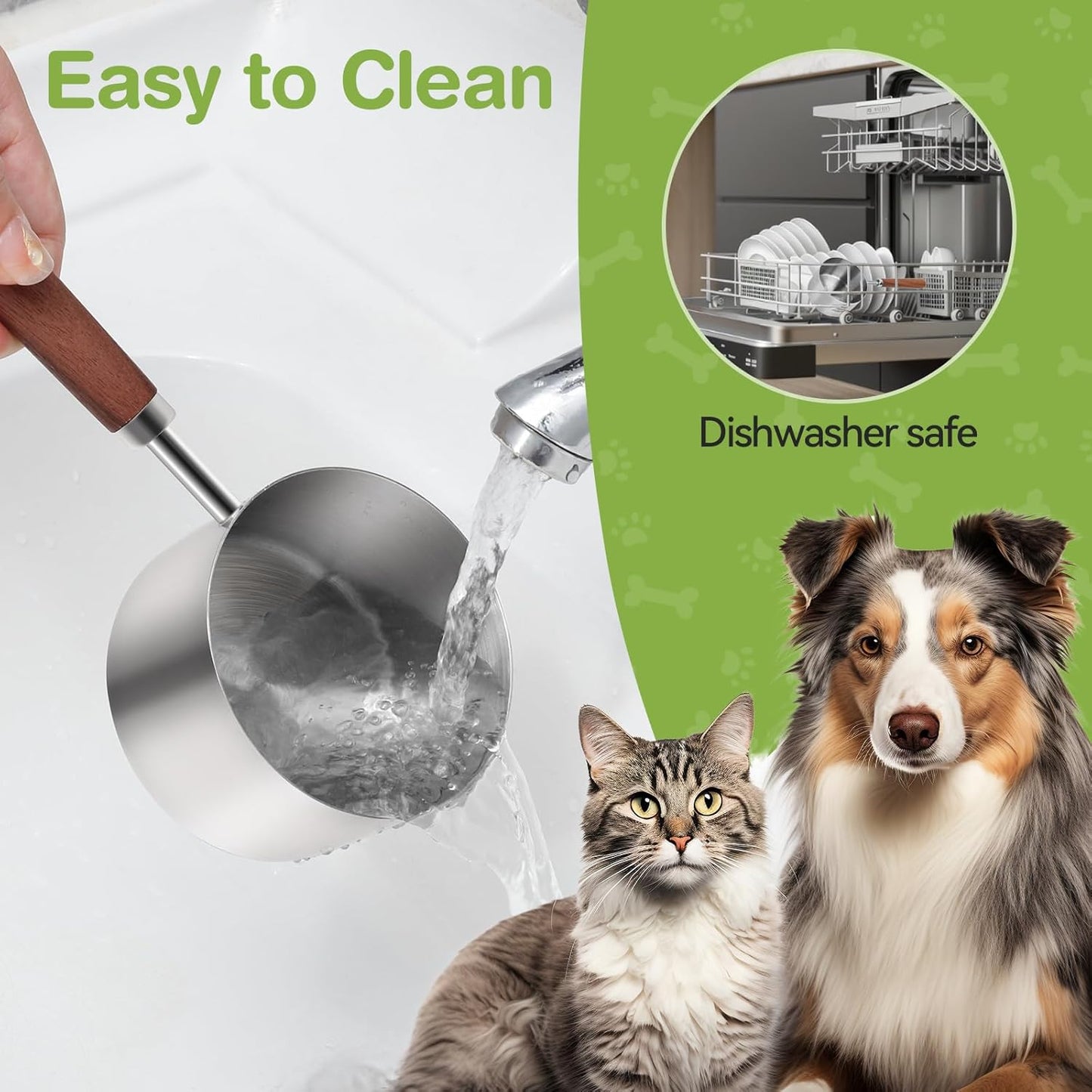 Dog-Cat Food-Scoop Measuring-Cup - 304 Stainless Steel Material.1-Cup Capacity. Precision Scale Measurements