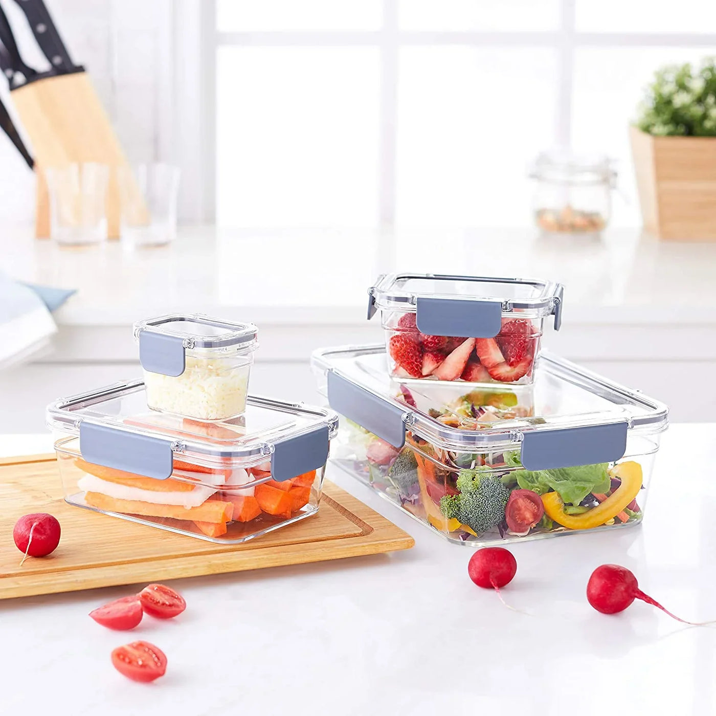 Tritan Plastic Food Storage Containers with Airtight Locking Lids, 11 Containers, Clear, 22-Piece Set