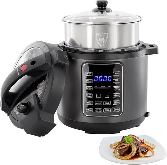 6 Quart 11-In-1 Electric Pressure Cooker, Multi-Cooker with Stainless Steel Crock, 11 Preset Functions