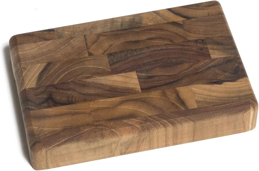 7217 Teak 6" End Grain Cutting Board with Cut Out Handles