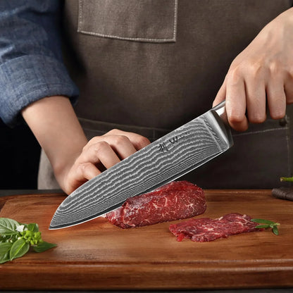 EDIB 3-Piece Damascus Kitchen Knife Set in Wooden Gift Box, Razor Sharp Genuine Damascus Steel (VG10 Core), Includes Santoku, Small Santoku and Paring Knife, Ergonomic Pakkawood Handle