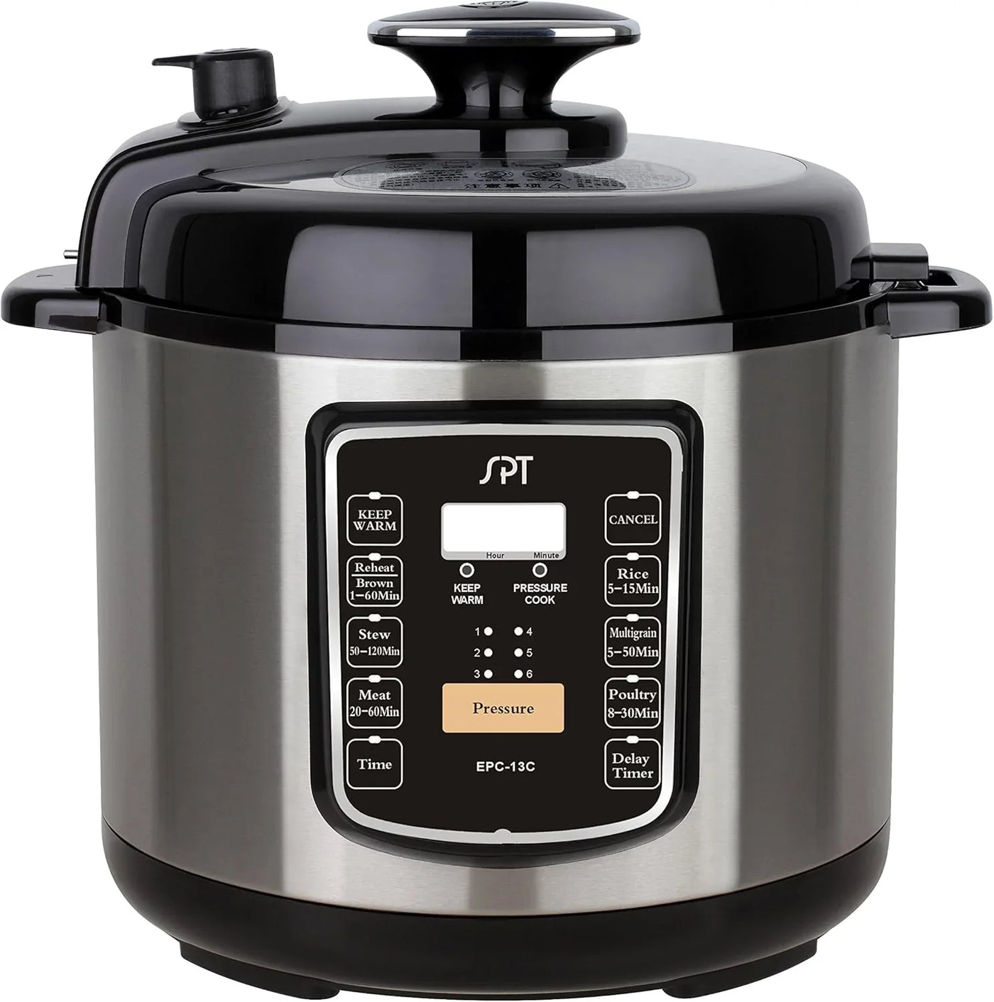 EPC-13C Electric Pressure Cooker with Quick Release Button, 6.5 Quart, Stainless Steel