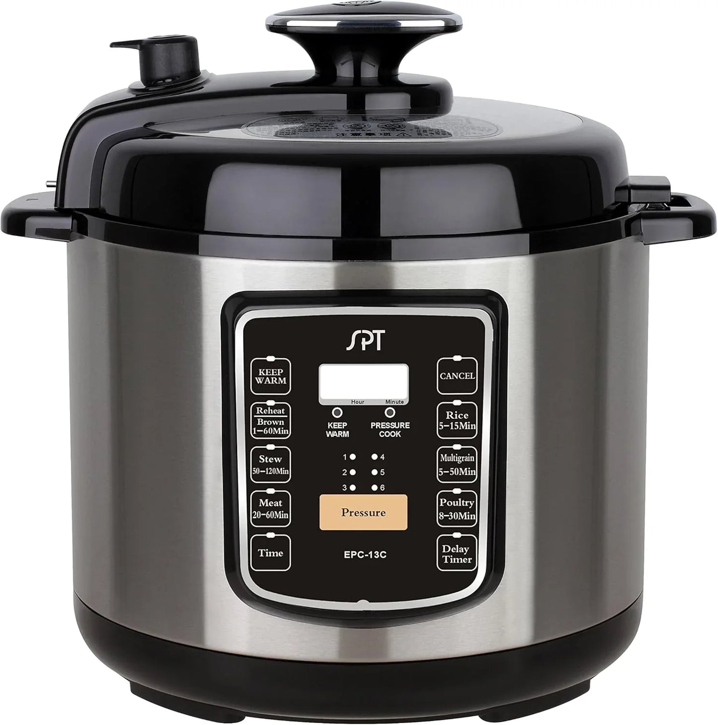 EPC-13C Electric Pressure Cooker with Quick Release Button, 6.5 Quart, Stainless Steel
