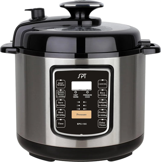 EPC-13C Electric Pressure Cooker with Quick Release Button, 6.5 Quart, Stainless Steel