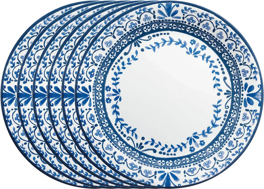 Vitrelle 6 PIECE Dinner Plates Set Triple Layer Glass and Chip Resistant, Lightweight round Plates, Portofino