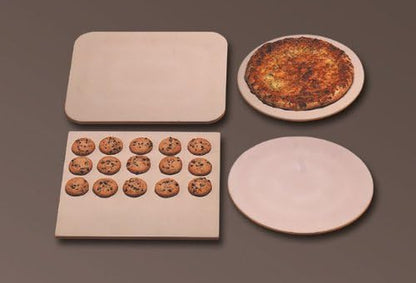 Ceramic Pizza Stone, 15" L X 12" W X 3⁄8" H,Cream