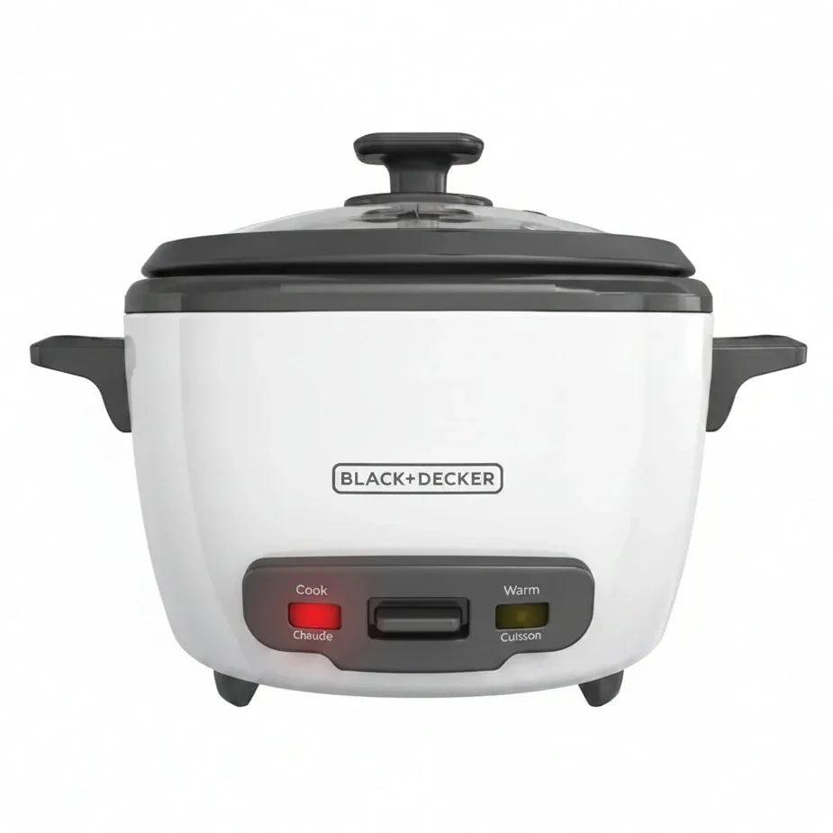 Black+Decker rice cooker with cook and warm settings for everyday kitchen use