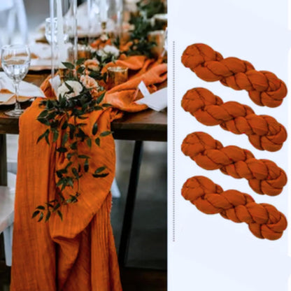 Cheesecloth Table Runner for Baby Shower Decor, Wedding Birthday Party Rustic Elegant Fabric Decor, Baby Shower Table Decoration (Terracotta, 4 Pack 35" X 120")
