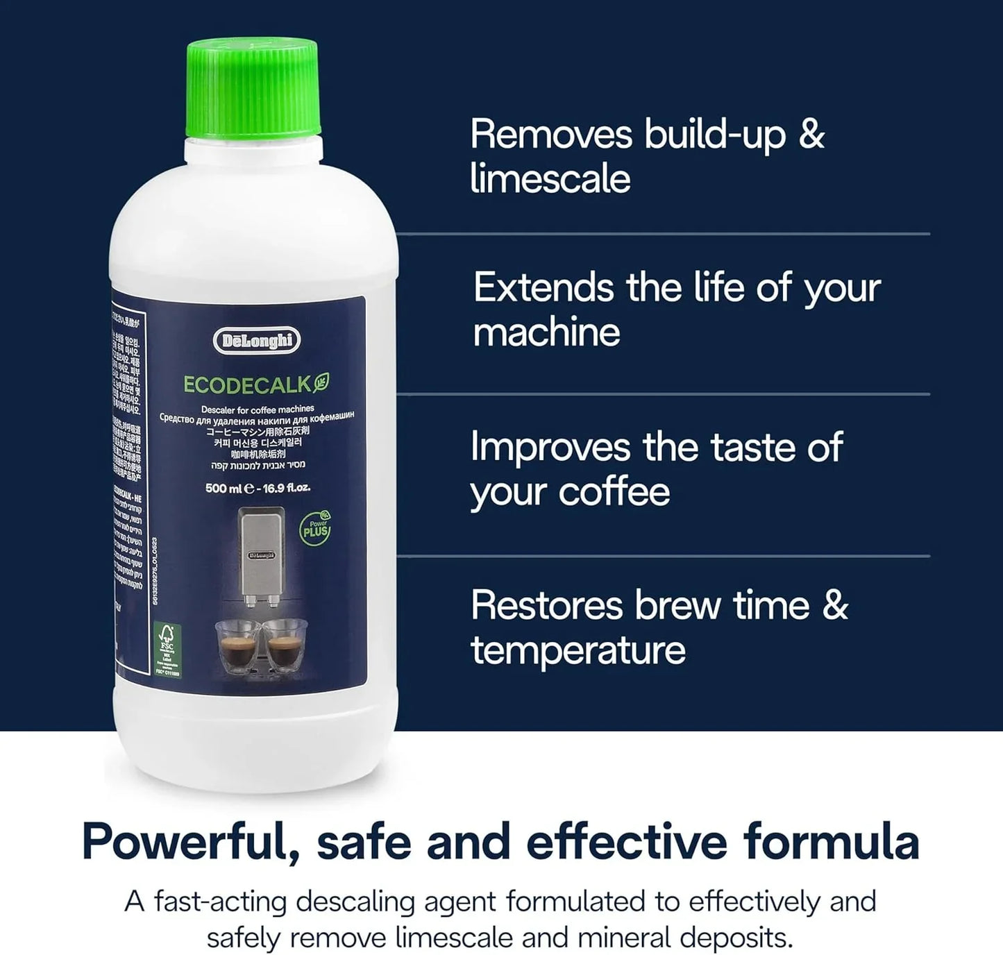 Ecodecalk Descaler, Universal Descaling Solution for Coffee & Espresso Machines, 16.90 Oz (5 Uses)