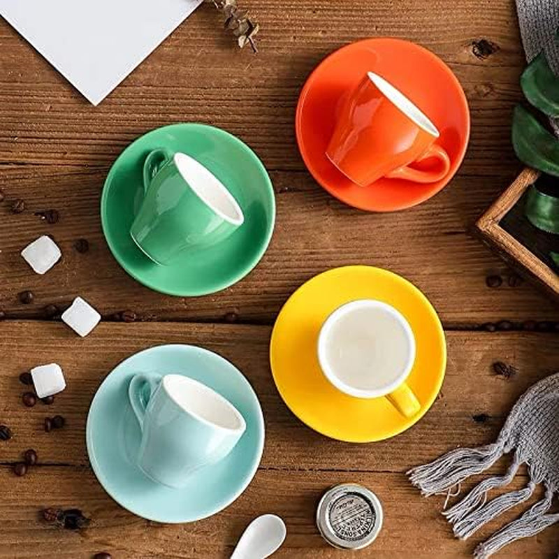 Porcelain Espresso Cup with Saucer, Espresso Shot Cup, 80Ml/2.7Oz, White