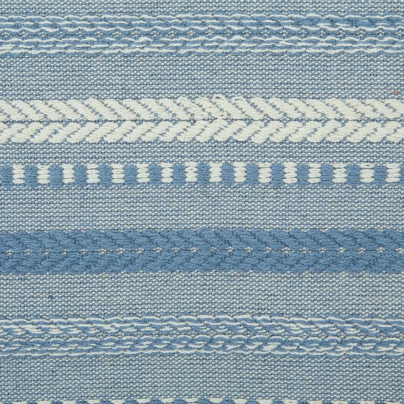 Farmhouse Braided Stripe Table Runner Collection, 15X72 (15X77, Fringe Included), Stonewash Blue