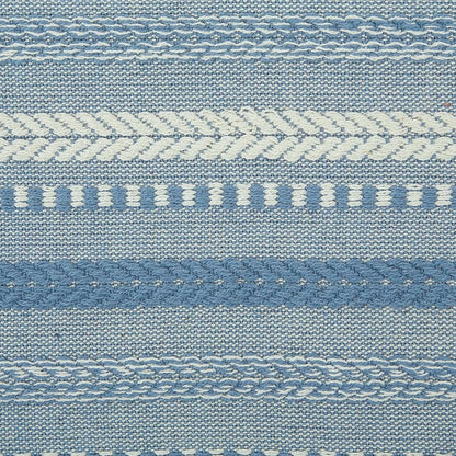 Farmhouse Braided Stripe Table Runner Collection, 15X72 (15X77, Fringe Included), Stonewash Blue