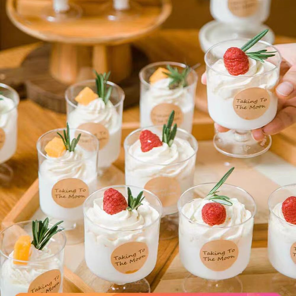 120 Pcs Dessert Cups with Spoons 60 Pcs 5 OZ Mini Clear Plastic Dessert Parfait Cup 60 Pc Spoons for Party Small round Serving Goblet Wine Shot Disposable Fruit Ice Cream Mousse Pudding Appetizer Bowl