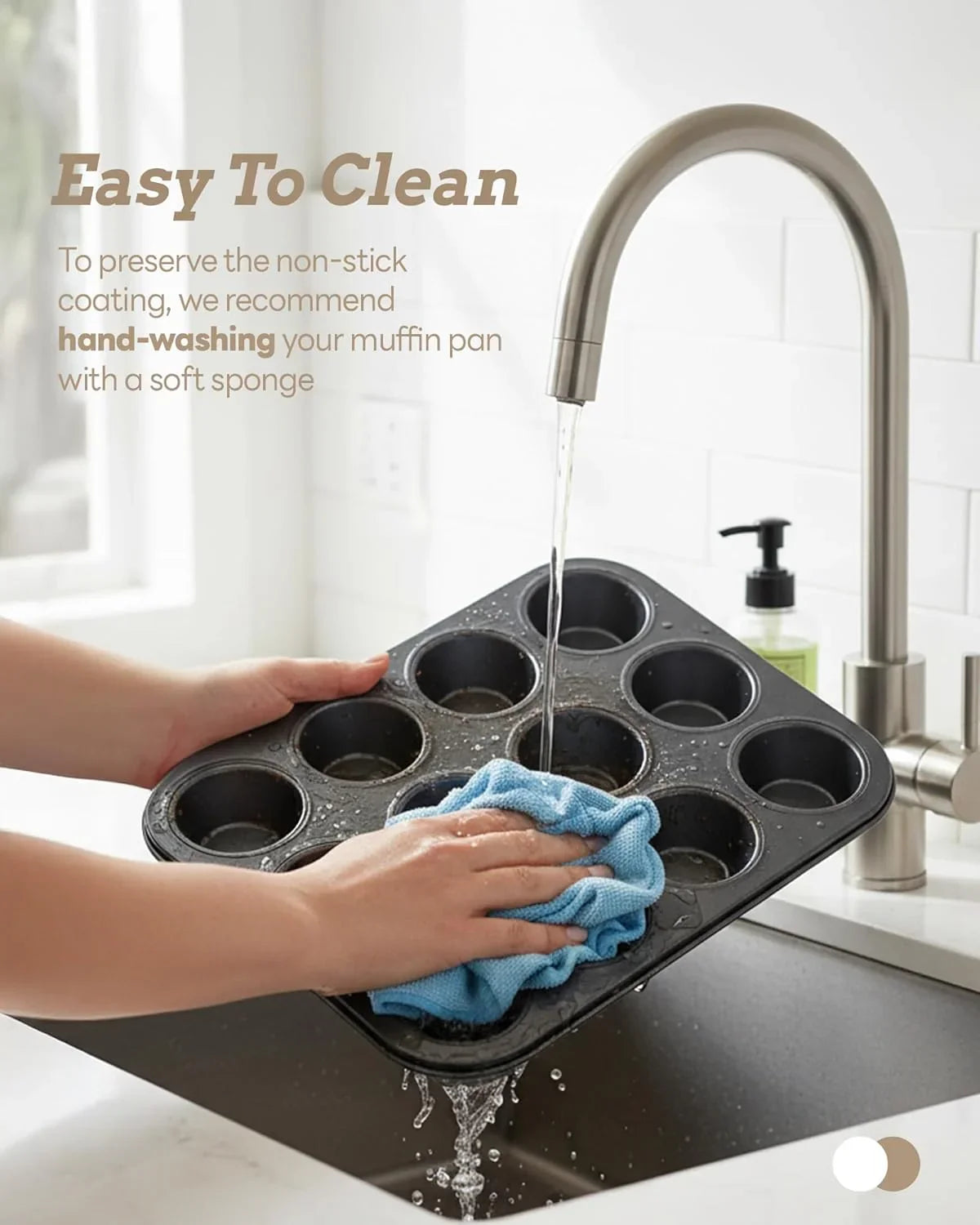 2 Pack Muffin Pan for Baking, Standard Cupcake Pan Includes 100 Natural Cupcake Liners, Muffin Tin Nonstick 12 Cup, Baking Pans Set, Carbon Steel Baking Supplies