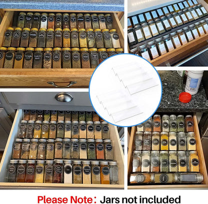 Clear Acrylic Spice Drawer Organizer, 4 Tier- 2 Set Expandable from 13" to 26" Drawer Seasoning Organizer, Kitchen Spice Rack Tray for Drawer/Countertop (Jars Not Included)