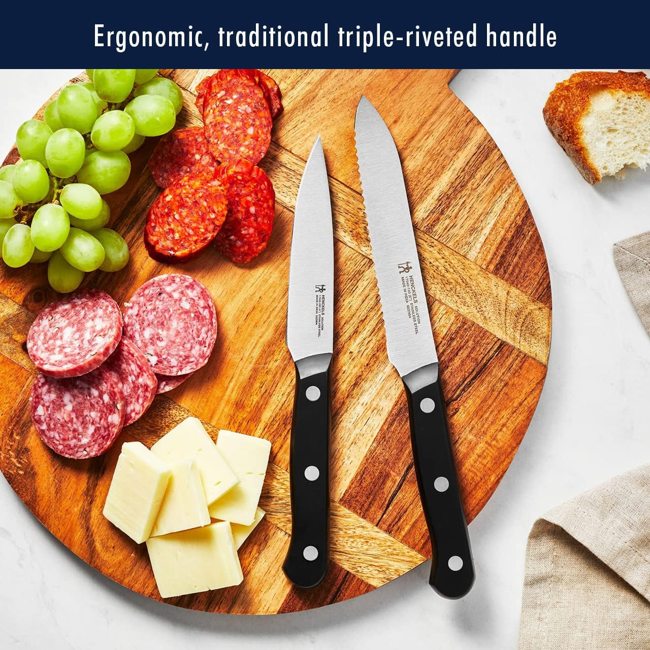Solution Razor-Sharp 12-Pc Knife Set, Chef Knife, Bread Knife, Steak Knife, German Engineered Informed by 100+ Years of Mastery,Walnut