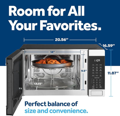 4-In-1 Countertop Microwave Oven, 1.0 Cu Ft, 1050W Convection Microwave with Air Fry & Broil, Compact and Quiet, Stainless Steel, Ideal for Apartments, Dorms & Offices, GCST10A1WSS