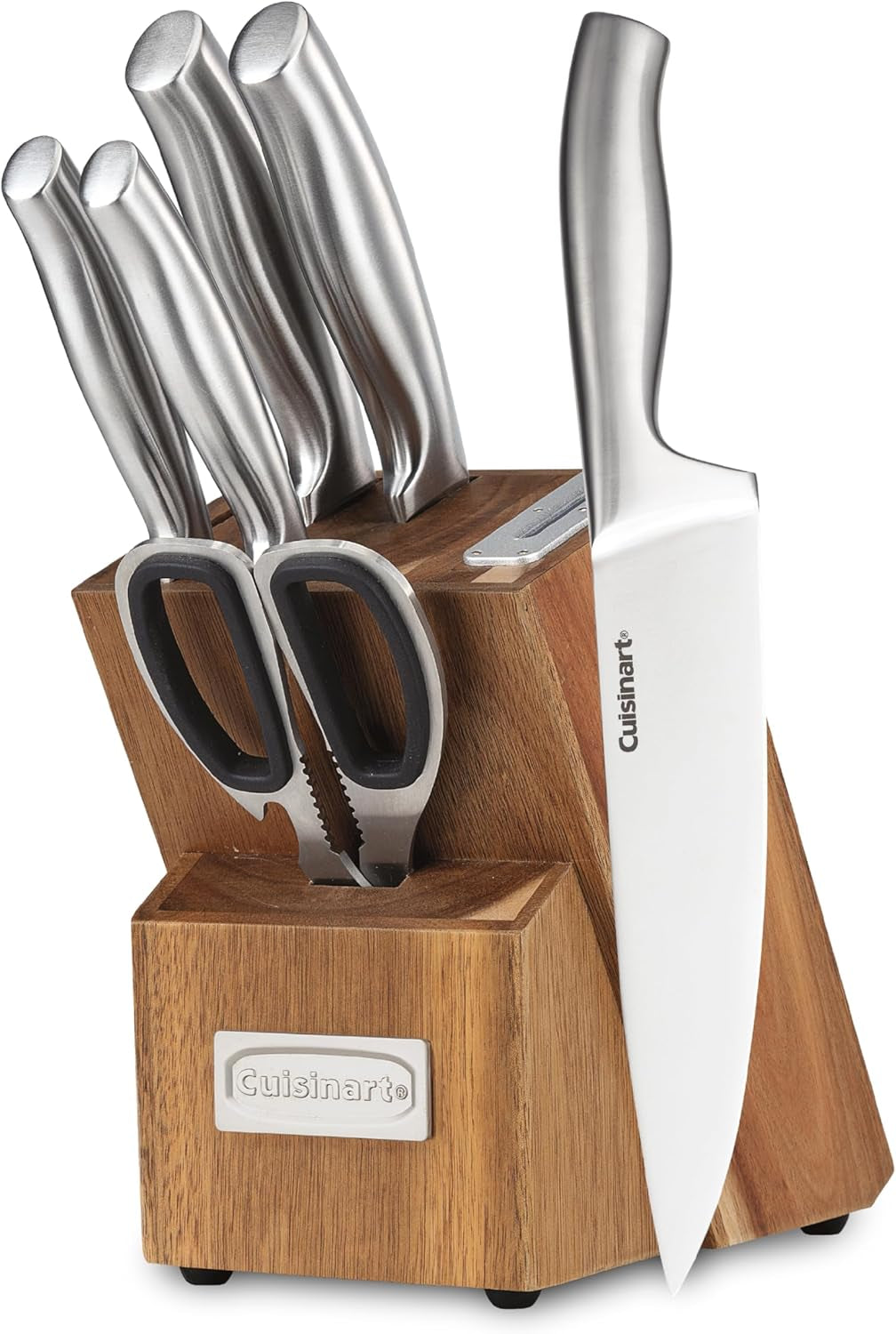 7 Pc Stainless Steel Essentials Cutlery Block Set with Built in Sharpener