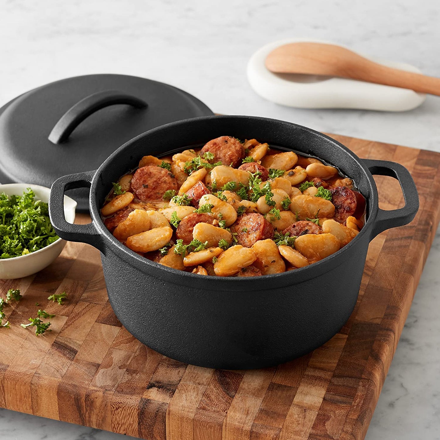 Pre-Seasoned Cast Iron Mini Dutch Oven Pot with Lid and Dual Handles, Oven Safe, 2-Quart, Round, Black