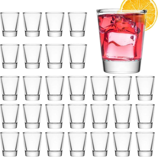 30 Pack Shot Glasses Set with Heavy Base, 1.6 Oz Clear Shot Glasses Bulk, Small Whiskey Shot Glass for Vodka, Whiskey, Tequila, Espressos, Spirits & Liquors, Clear Glass