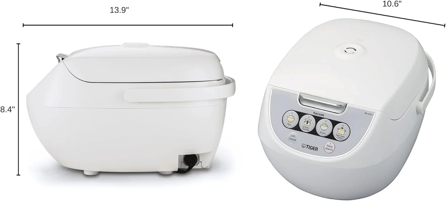 JBV-A10U 5.5-Cup (Uncooked) Micom Rice Cooker and Warmer with Tacook Food Steamer Cooking Tray Technology, White