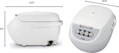 JBV-A10U 5.5-Cup (Uncooked) Micom Rice Cooker and Warmer with Tacook Food Steamer Cooking Tray Technology, White