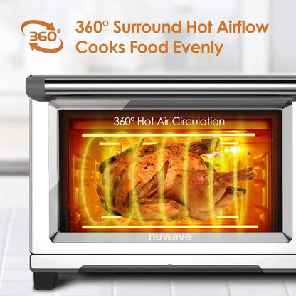 Bravo XL Air Fryer Convection Toaster Oven Countertop, 112-In-1 Smart Grill Combo with Original Flavors & Marks, Adjustable Heating Zones for Pizza, Roast, Bake, 50-500°F, Stainless Steel, 30QT