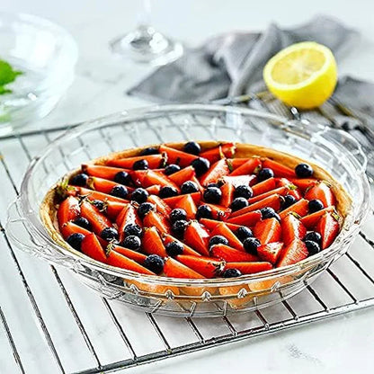 4 Packs Glass Pie Plates,  Deep Pie Pans Set (7"/8"/9"/10"), Pie Baking Dishes with Handles for Baking and Serving, Clear