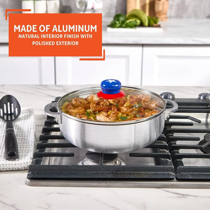 3.2Qt Boricua-Themed Aluminum Caldero with Lid, Caribbean Dutch Oven for Rice, Stews & Everyday Cooking