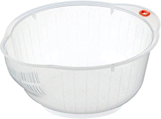 Plastic Japanese Rice Washing Bowl with Strainer, 2 Quart