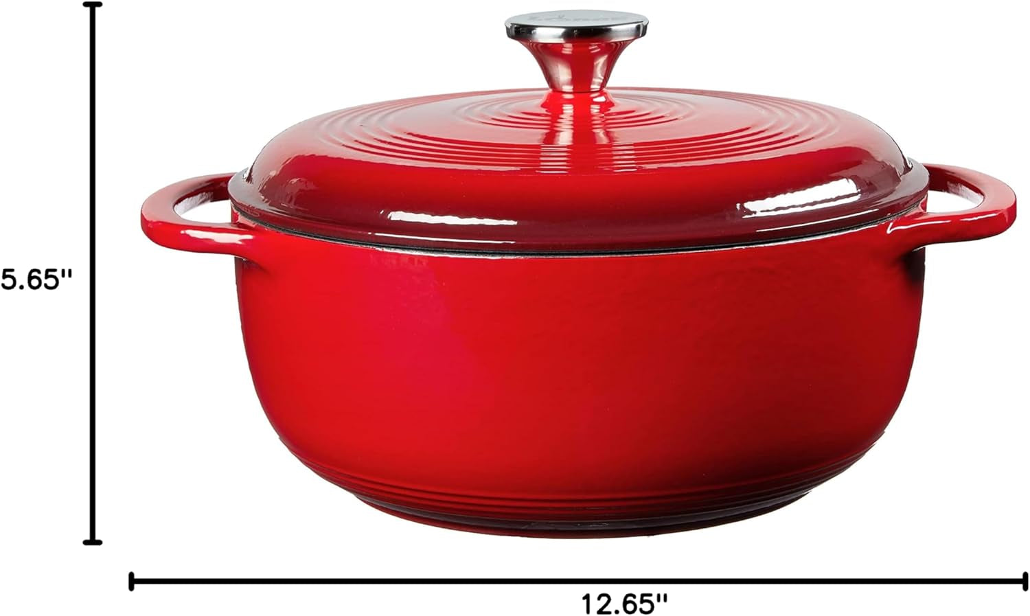 4.5 Quart Enameled Cast Iron Dutch Oven with Lid – Dual Handles – Oven Safe up to 500° F or on Stovetop - Use to Marinate, Cook, Bake, Refrigerate and Serve – Island Spice Red