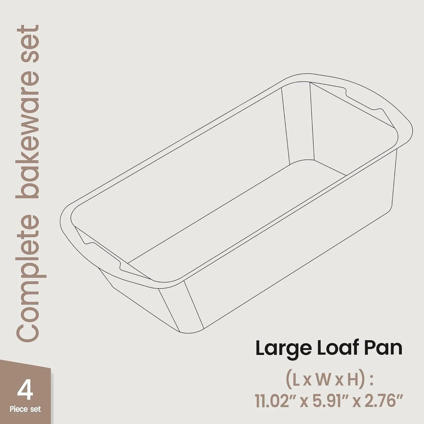 Bakken- Swiss Loaf Pan Set 4-Piece - Deluxe Nonstick Carbon Steel Bakeware for Perfect Bread and Cakes – Dishwasher Safe, Premium Pans for Home Baking