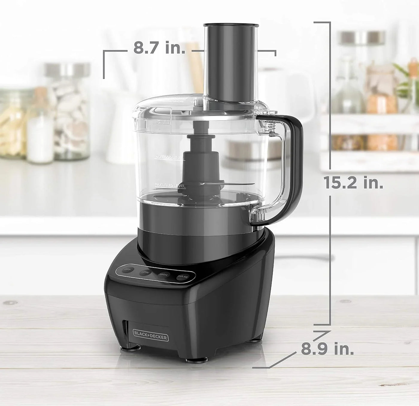 3-In-1 Easy Assembly 8-Cup Food Processor, Stainless Steel S-Blade, Easy-Clean, Touchpad Controls Black