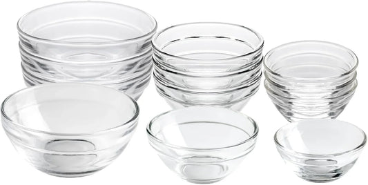 3 Sizes of Glass Prep Bowl Sets, Clear Small Pinch Bowls for Salt, Spices and Chopped Ingredients, 1.5Oz/2.5Oz/3.5Oz, Set of 12