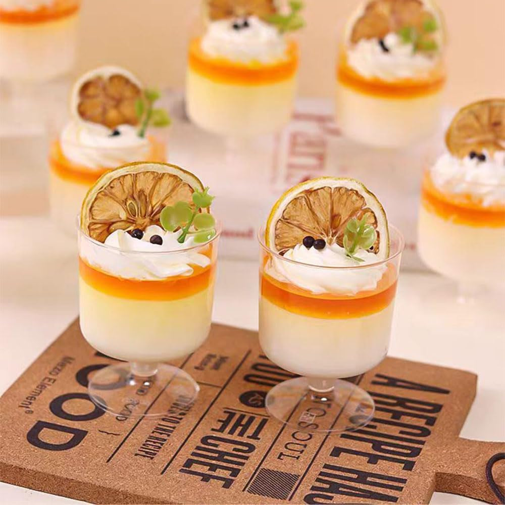 120 Pcs Dessert Cups with Spoons 60 Pcs 5 OZ Mini Clear Plastic Dessert Parfait Cup 60 Pc Spoons for Party Small round Serving Goblet Wine Shot Disposable Fruit Ice Cream Mousse Pudding Appetizer Bowl