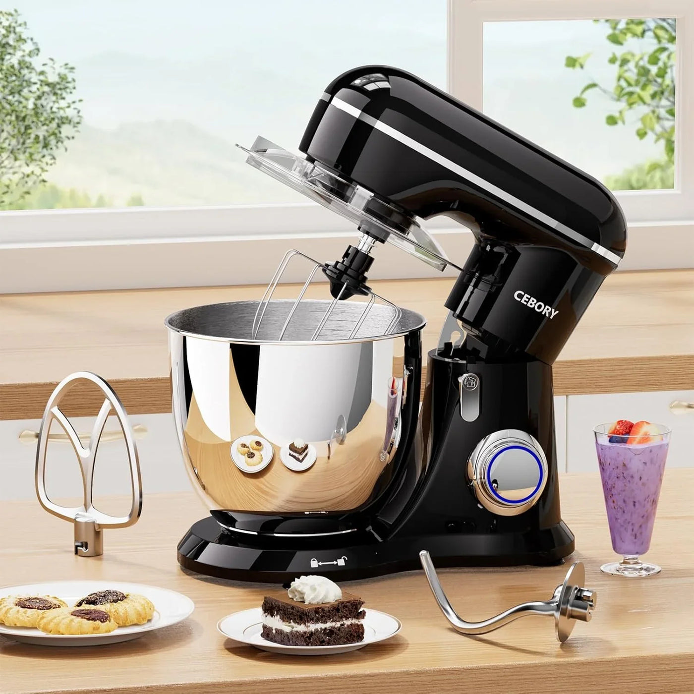 3-IN-1 Electric Stand Mixer, 6.5QT Bowl 660W 10-Speed Kitchen Mixer, Household Food Mixers Include Dough Hook, Beater and Whisk, Bread Cake Mixer for Baking and Most Home Cooks, Black