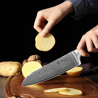 EDIB 3-Piece Damascus Kitchen Knife Set in Wooden Gift Box, Razor Sharp Genuine Damascus Steel (VG10 Core), Includes Santoku, Small Santoku and Paring Knife, Ergonomic Pakkawood Handle