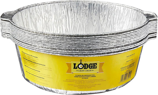 Silver 12 Inch Aluminum Foil Dutch Oven Liner - 100% Recyclable Dutch Oven Liner - Easy Camp Cooking Cleanup - 12 Pack