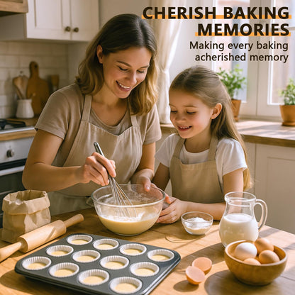 Muffin Tin, 12-Well Nonstick Cupcake Pan Set of 2, Heavy Duty Steel Muffin Pan