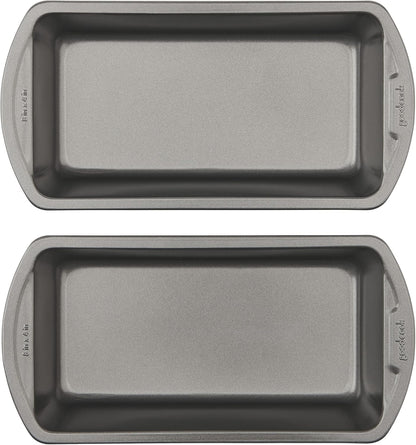 Nonstick Loaf Pan 8 X 4-Inch Heavy-Duty Steel Bakeware with Easy-Clean Non-Stick Coating, Oven & Dishwasher Safe Pan for Meatloaf Breads Lasagnas Casseroles & More, Set of 2, Gray