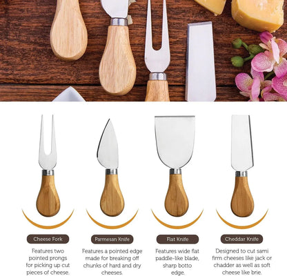 Charcuterie Boards Gift Set - Bamboo Cheese Board Set Charcuterie Tray & Serving Platter for Hosting & Entertaining, Wooden Cheese Platter, Kitchen Gifts for Women, Gifts for Home, Wedding & Birthday
