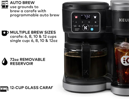 Programmable coffee maker with 12-cup glass carafe and iced coffee brewing feature