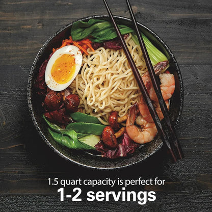 Digital Programmable Rice Cooker & Food Steamer, with Slow Hard-Boiled Egg Functions, Egg/Steam Tray, Small & Compact, 6 Cups Cooked (3 Uncooked), Stainless Steel (37524)