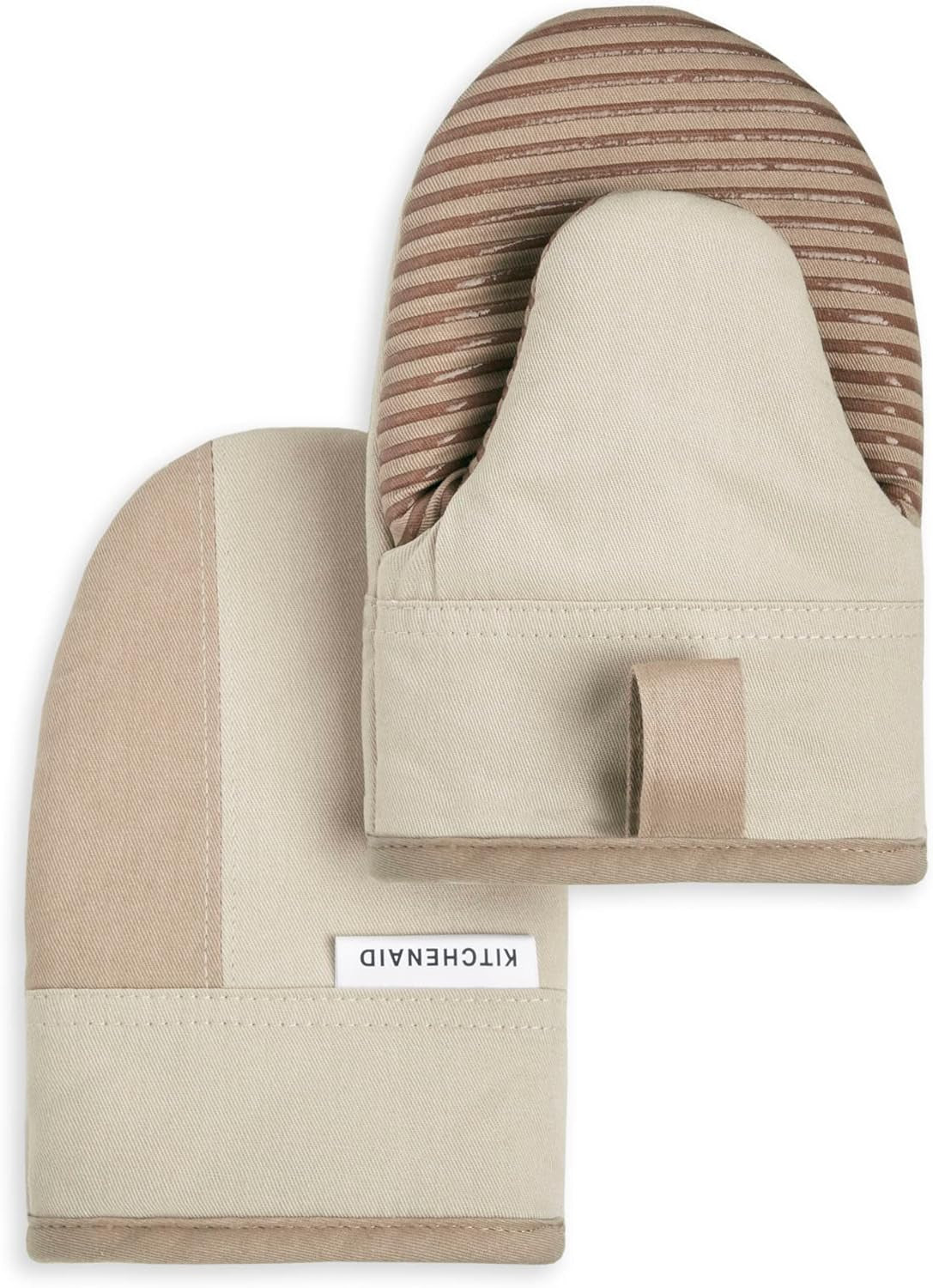 Beacon Two-Tone Non-Slip Mini Oven Mitt Set, Milkshake/Beige, 5.5"X8", 2 Piece