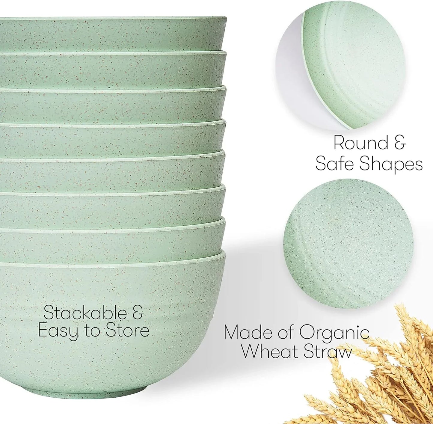Wheat Straw Dinnerware Sets | Unbreakable Dinnerware Sets | Dishwasher Microwave Safe Dinnerware | Eco Friendly Non Breakable Dinnerware Sets | RV Outdoor Camping (Green, Service for 8 (32 Pcs))
